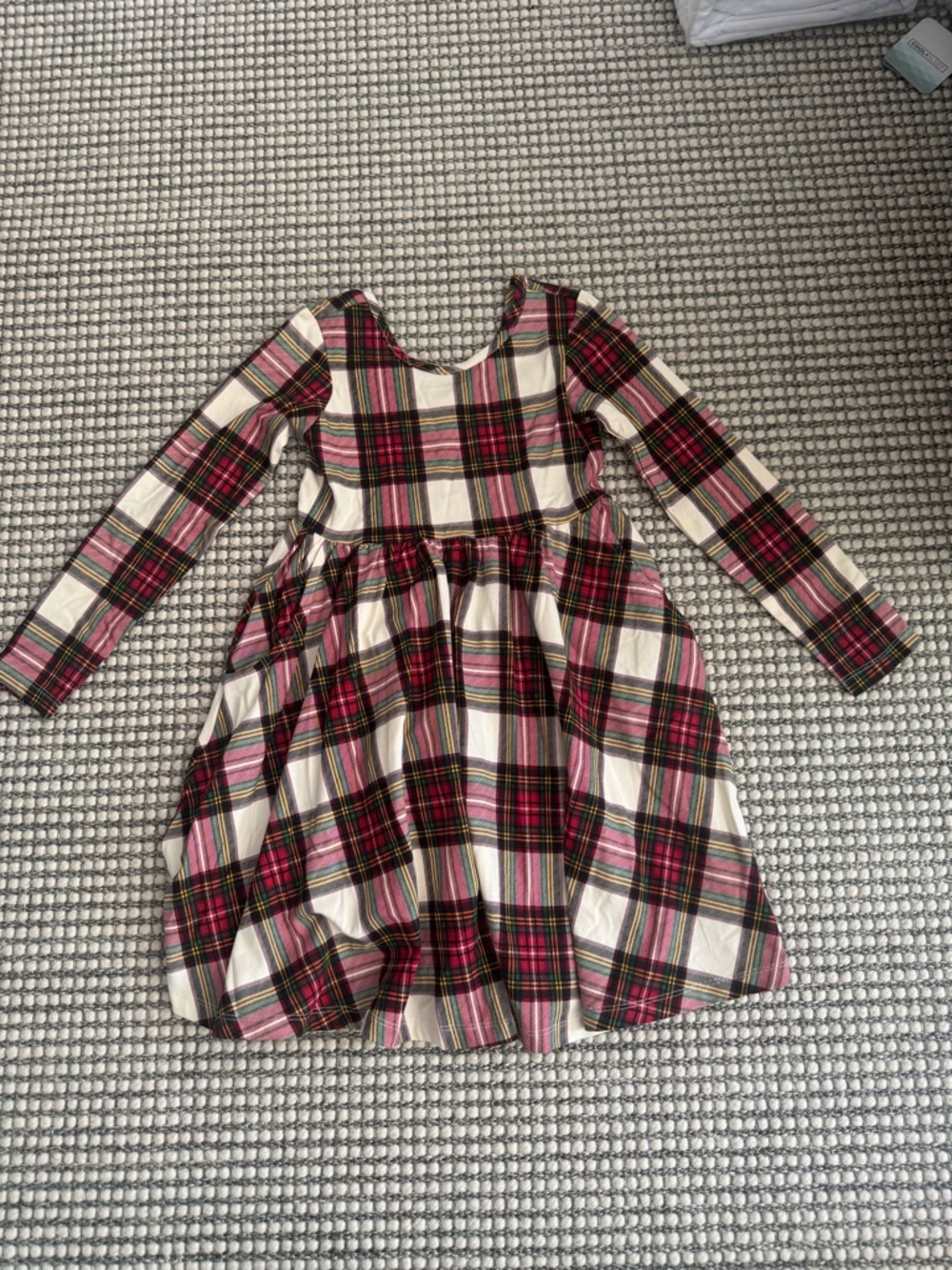 Hanna Andersson Red Green Plaid Top with Cream Accents